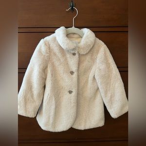 Edgehill Collection Kid's White Faux Fur Winter Coat Jacket, size 2/3